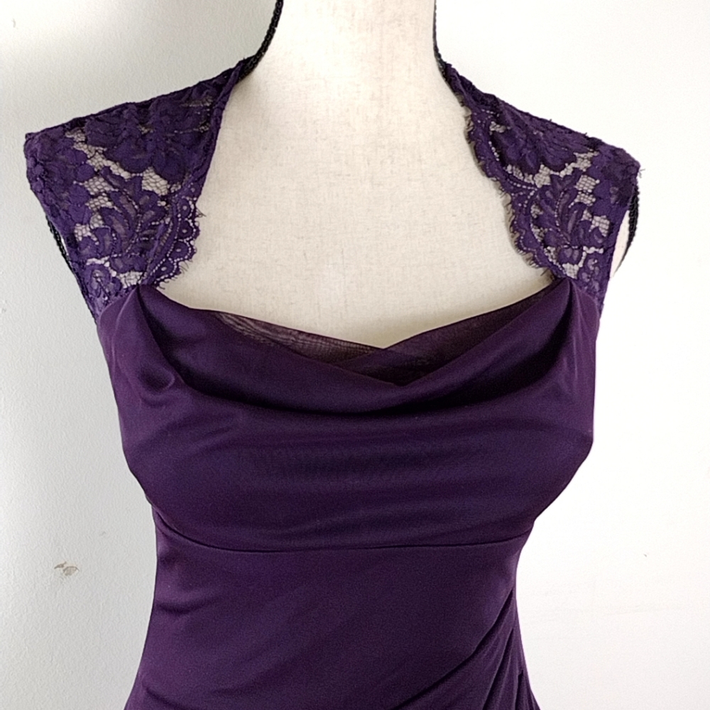 Xscape Purple Lace Cocktail Dress - Picture 10 of 13